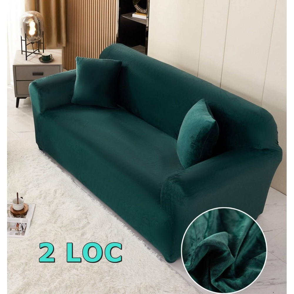 Husa de Canapea din Catifea 2 Locuri , BLEU 1 HUSE ELASTICE CATIFEA FOTOLII,CANAPELE SI COLTARE
