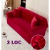 Husa de Canapea din Catifea 3 Locuri , ROSU