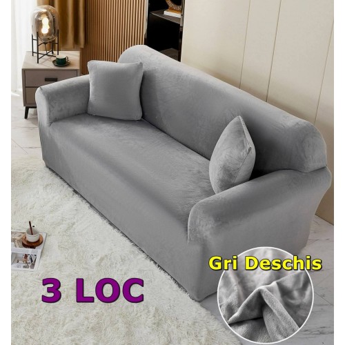 Husa de Canapea din Catifea 3 Locuri , GRI