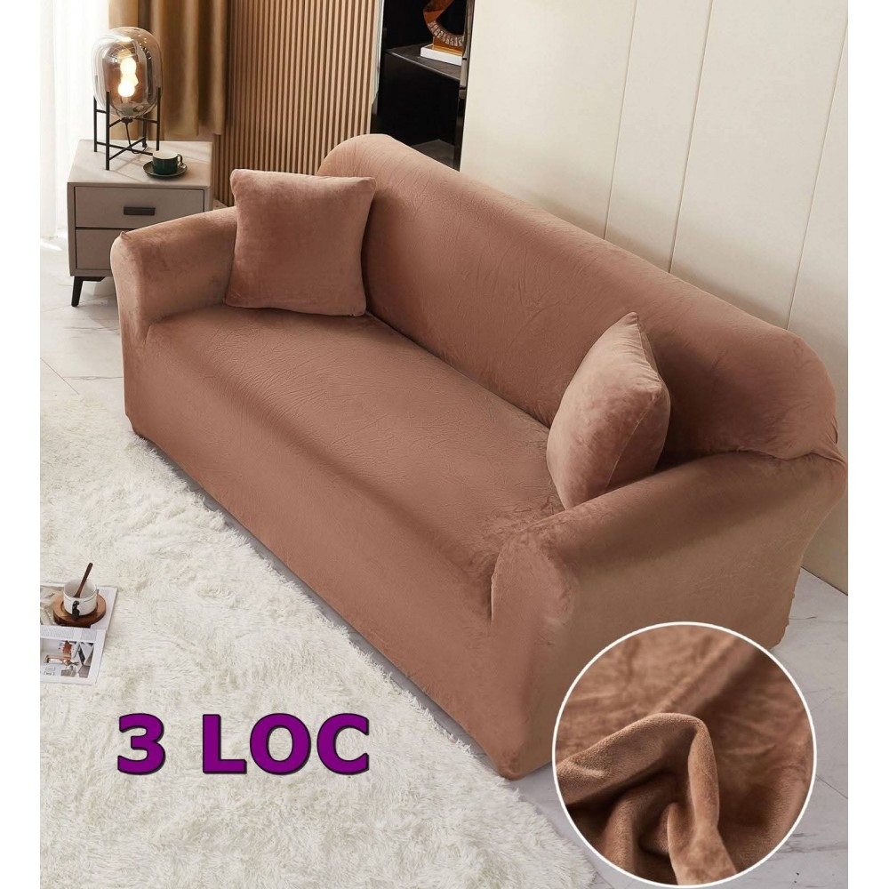Husa de Canapea din Catifea 3 Locuri , MARO HUSE ELASTICE CATIFEA FOTOLII,CANAPELE SI COLTARE