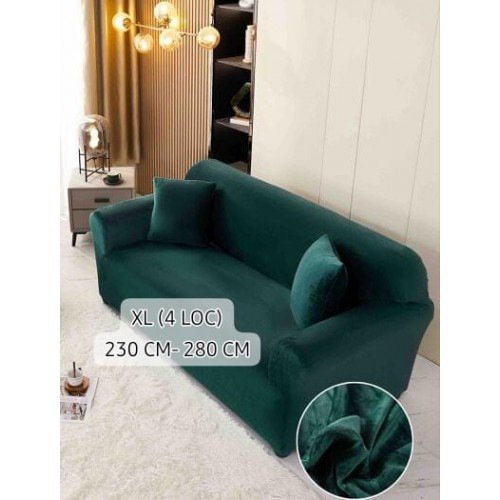 Husa de Canapea din Catifea  4 Locuri , VERDE SMARALD
