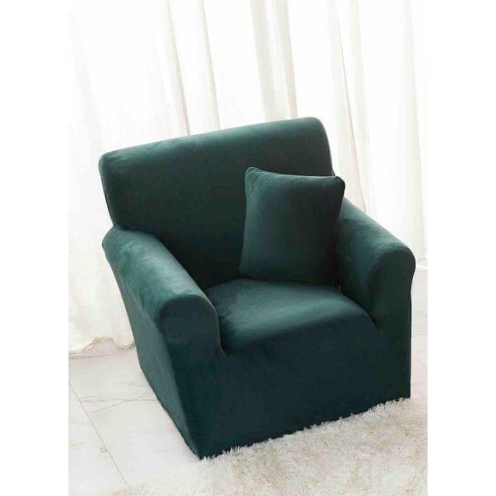 Husa de FOTOLIU din Catifea 1 Loc , VERDE , HCJ1L7 HUSE ELASTICE CATIFEA FOTOLII,CANAPELE SI COLTARE