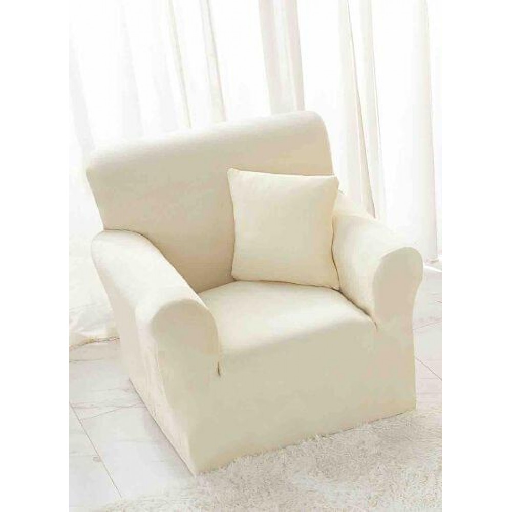 Husa de FOTOLIU din Catifea 1 Loc , CREM , HCJ1L10 HUSE ELASTICE CATIFEA FOTOLII,CANAPELE SI COLTARE