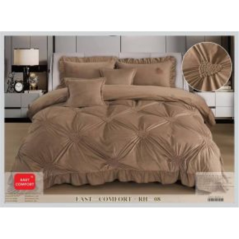 Lenjerie Luxury din Catifea, 6 Piese cu Inimi Brodate si Volanas, MARO RH8 LENJERII CATIFEA 4 PIESE
