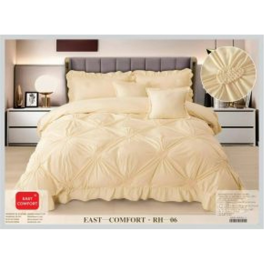 Lenjerie Luxury din Catifea, 6 Piese cu Inimi Brodate si Volanas, CREM RH6 LENJERII CATIFEA 4 PIESE