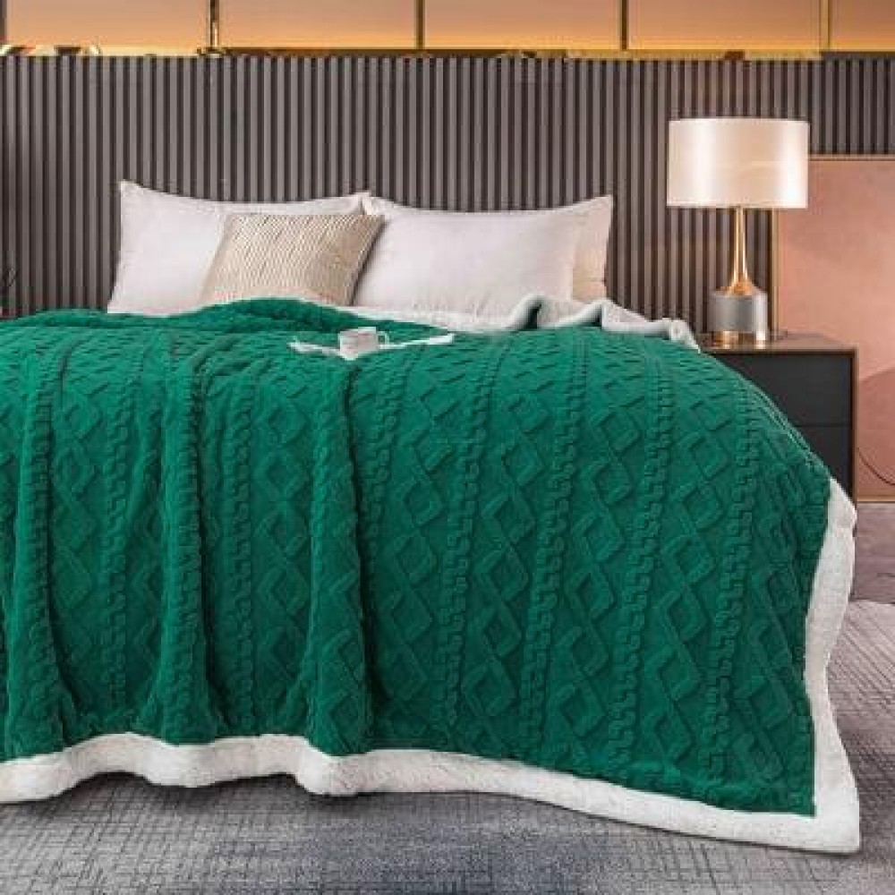 Patura CoCoLiNo cu blanita, TIP TRICOTAJ, 200x230cm, Jojo Home, VERDE PATURI CU BLANITA TIP TRICOTAJ