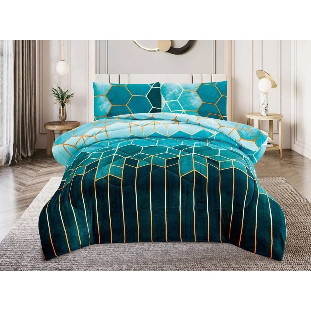 Pilota cocolino cu blăniță 200x230 și 2 fețe de pernă 50x70 verde diamant pcsz1 PILOTE COCOLINO 3 PIESE