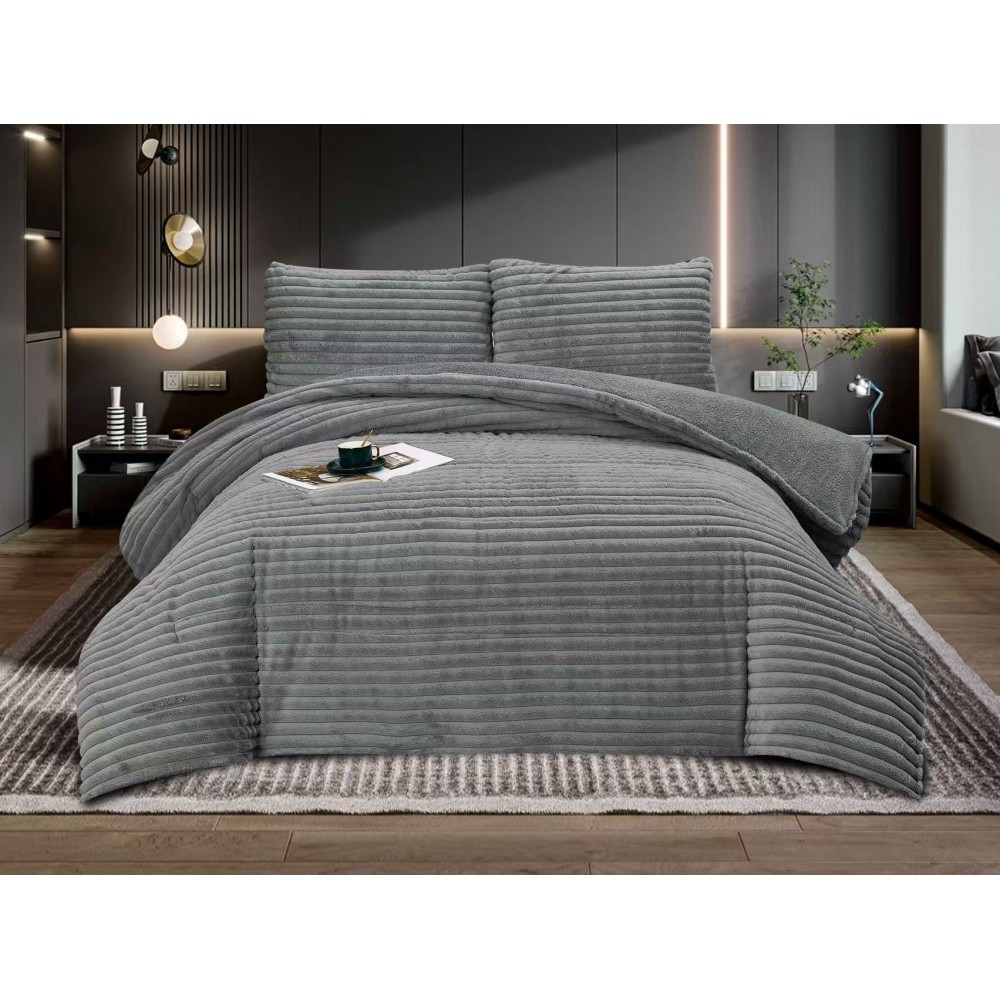 Pilota cocolino cu blăniță 200x230 și 2 fețe de pernă 50x75 dungi gri închis pcsz10 PILOTE COCOLINO 3 PIESE Pilota cocolino cu blăniță 200x230 și 2 fețe de pernă 50x75 dungi gri închis pcsz10 PILOTE COCOLINO 3 PIESE