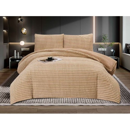 Pilota cocolino cu blăniță 200x230 și 2 fețe de pernă cu 50x75 maro deschis     pcsz17