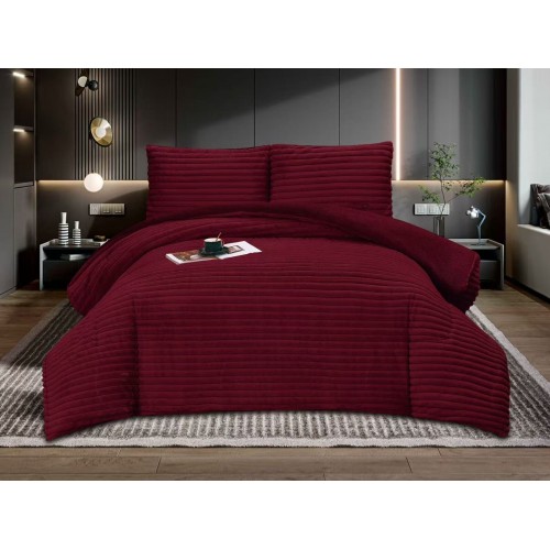 Pilota cocolino cu blăniță 200x230 și 2 fețe de pernă cu 50x75 bordo     pcsz18