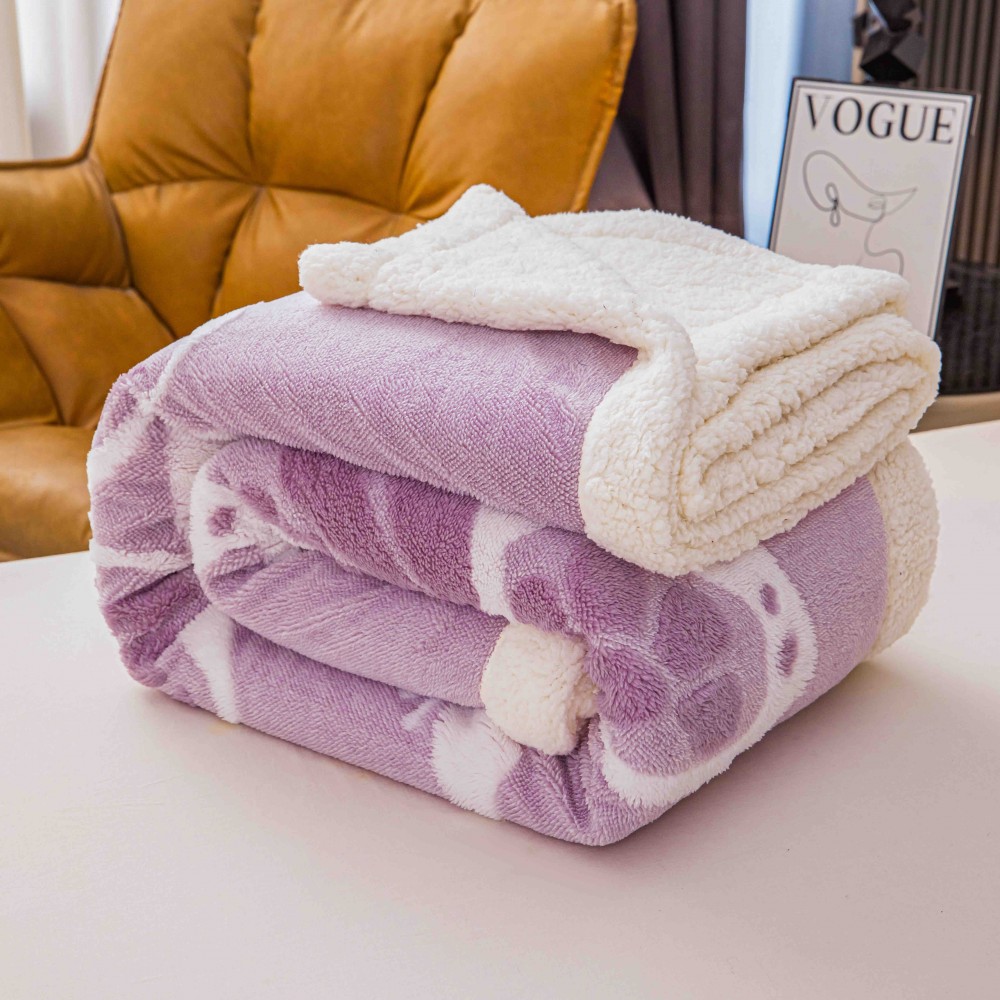 Pătură Cocolino 3D cu Blăniță – Moale, Călduroasă și Elegantă, Imprimeu Fluture, 200×230 cm-Lila PBFJ8 PATURI FLUTURI 3D