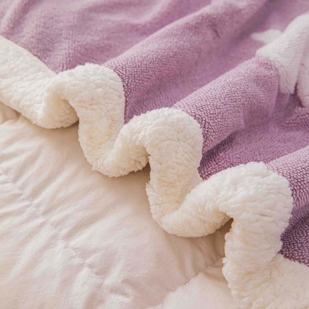 Pătură Cocolino 3D cu Blăniță – Moale, Călduroasă și Elegantă, Imprimeu Fluture, 200×230 cm-Lila PBFJ8 PATURI FLUTURI 3D