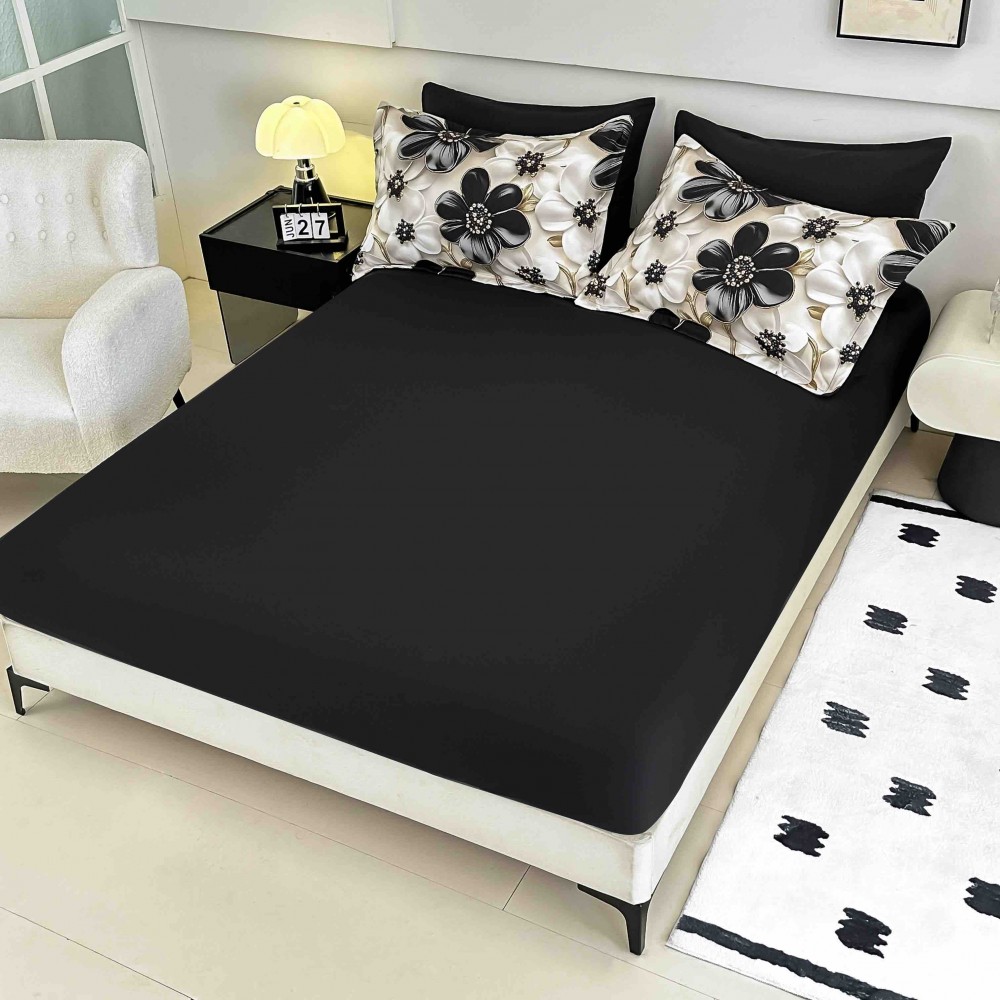 Set Lenjerie de Pat cu Elastic, Finet, 3D, 4 Piese J1PE39 LENJERII DIN FINET 4 PIESE / 1 PERSOANA 3D