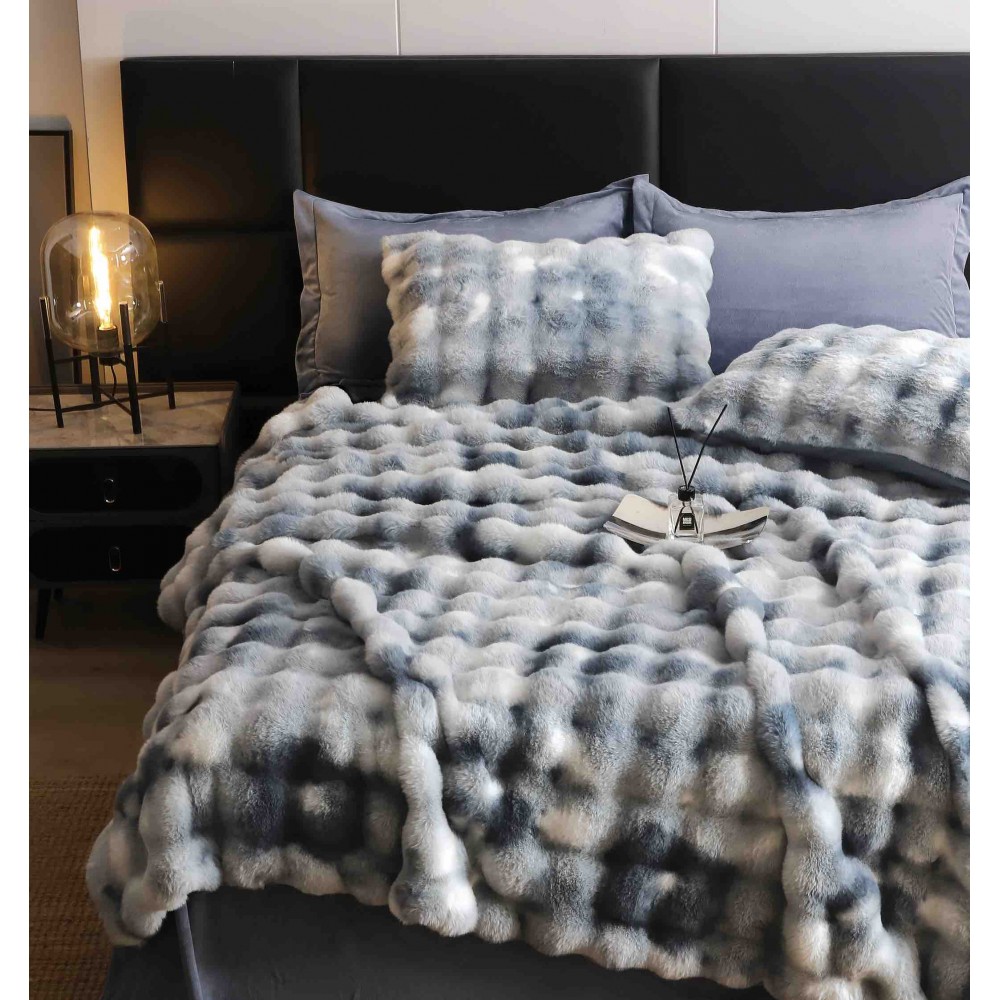 Lenjerie pat dublu, ExtraPufoasa, din Blanita artificiala de Iepure, 6 piese, Jojo Home LCBI10 LENJERII BLANITA ARTIFICIALA IEPURE 6 PIESE