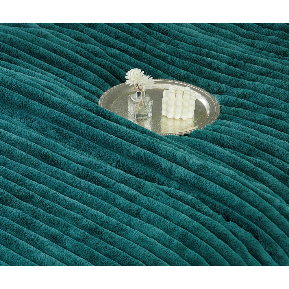 Lenjerie de pat cu Pilota Inclusa , Cearceaf cu Elastic, 6 Piese, Blană de Iepure Artificială,VERDE,PBI10 PILOTE BLANA IEPURE