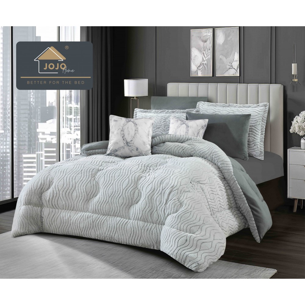 Lenjerie de pat cu Pilota Inclusa , Cearceaf cu Elastic, 6 Piese, Blană de Iepure Artificială SI CATIFEA ,PBI14 PILOTE BLANA IEPURE