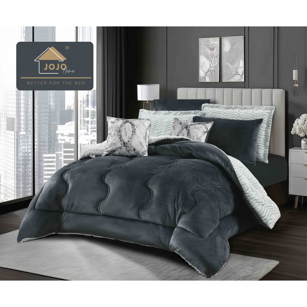 Lenjerie de pat cu Pilota Inclusa , Cearceaf cu Elastic, 6 Piese, Blană de Iepure Artificială SI CATIFEA ,PBI11 PILOTE BLANA IEPURE