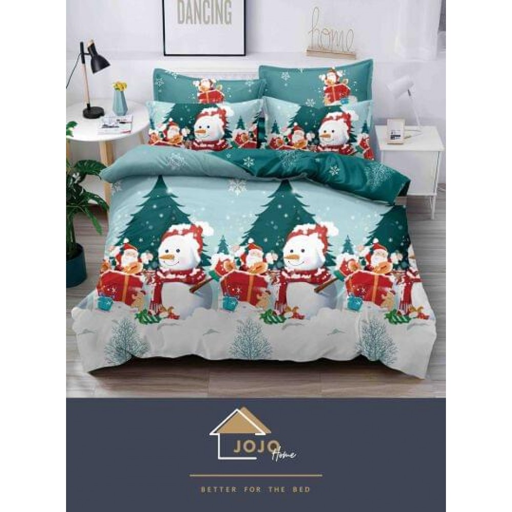 Lenjerie pat dublu, BUMBAC FINET, 6 piese, CRACIUN Collection, Jojo Home,C6 LENJERII 6 PIESE