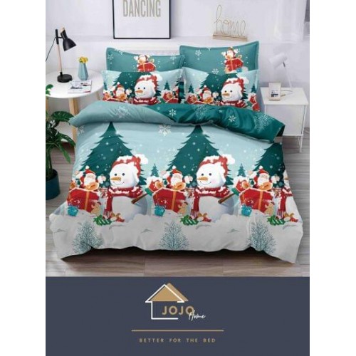 Lenjerie pat dublu, BUMBAC FINET, 6 piese, CRACIUN Collection, Jojo Home,C6