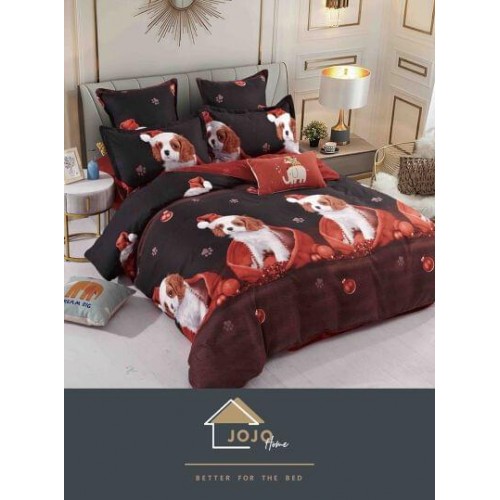 Lenjerie pat dublu, BUMBAC FINET, 6 piese, CRACIUN Collection, Jojo Home,C7