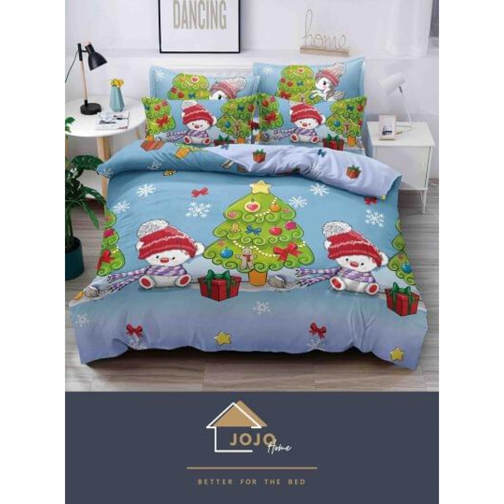 Lenjerie pat dublu, BUMBAC FINET, 6 piese, CRACIUN Collection, Jojo Home,C10 LENJERII 6 PIESE