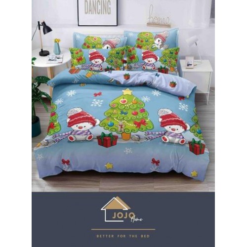 Lenjerie pat dublu, BUMBAC FINET, 6 piese, CRACIUN Collection, Jojo Home,C10