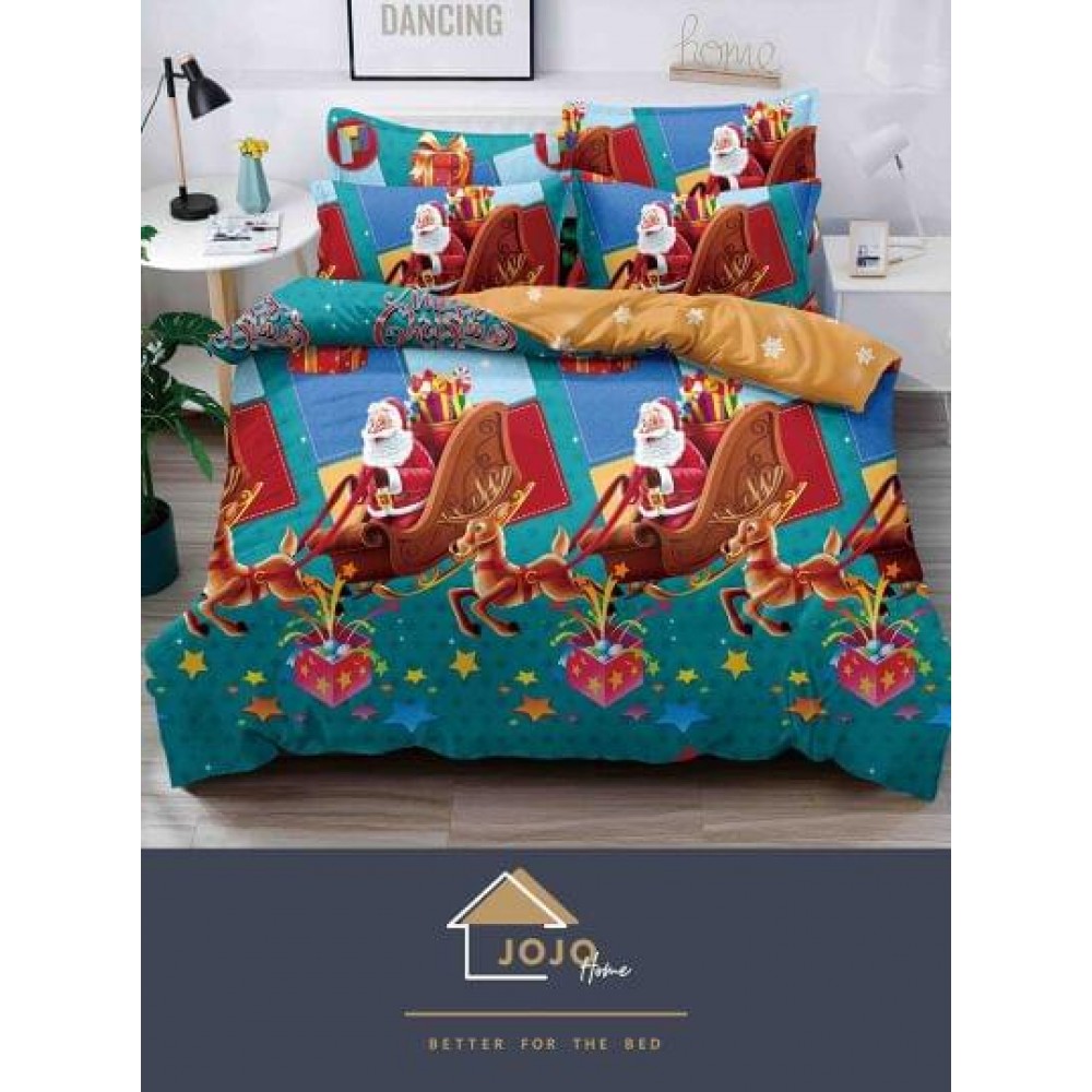 Lenjerie pat dublu, BUMBAC FINET, 6 piese, CRACIUN Collection, Jojo Home,C13 LENJERII 6 PIESE