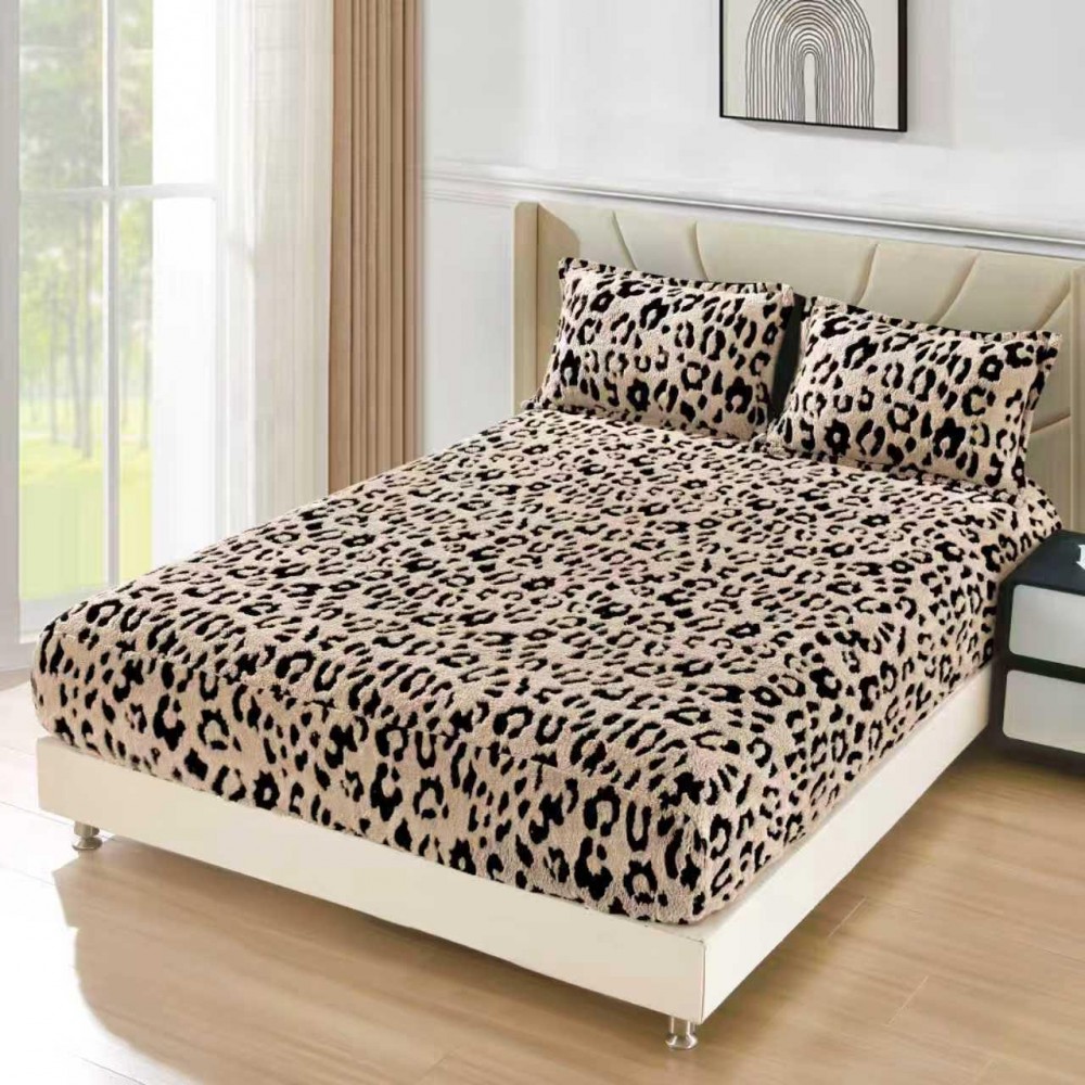 Husa de Pat Cocolino+2 Fete Perna,ANIMAL PRINT CREM 3D in relief HCYAP4 Huse cocolino