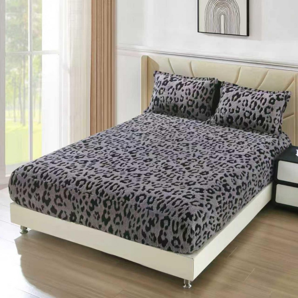 Husa de Pat Cocolino+2 Fete Perna,ANIMAL PRINT GRI 3D in relief HCYAP2 Huse cocolino