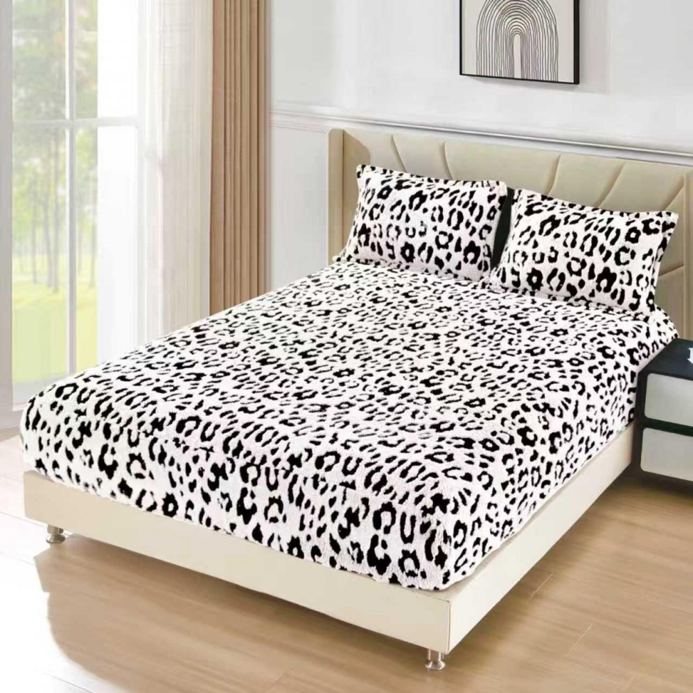 Husa de Pat Cocolino+2 Fete Perna,ANIMAL PRINT ALB 3D in relief HCYAP1 Huse cocolino