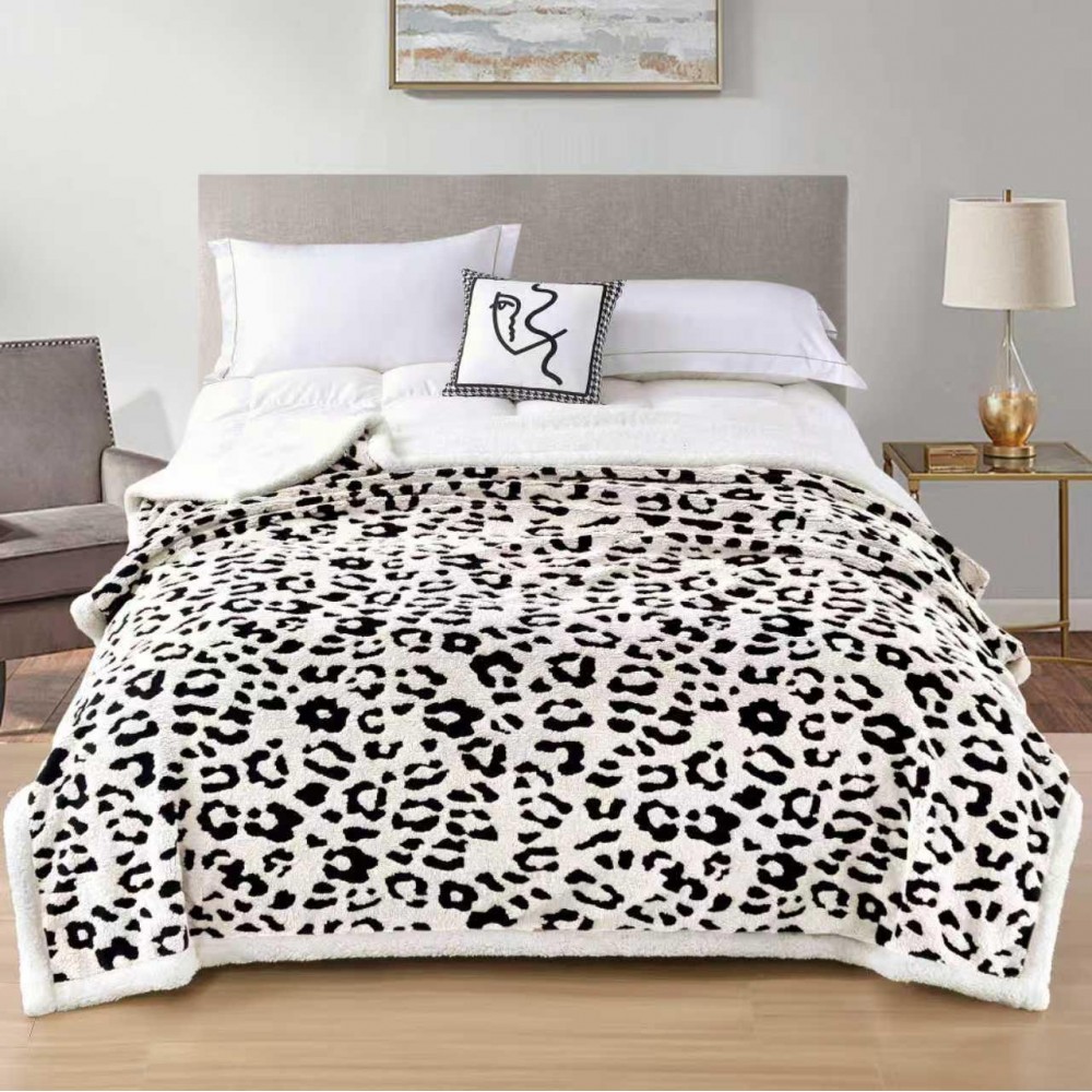 Patura Cocolino pufoasa, PLIC CU FERMOAR cu blanita, MODEL ANIMAL PRINT 3D, 200 x 230cm, pentru 2 persoane, PCY14 Paturi cocolino cu blanita