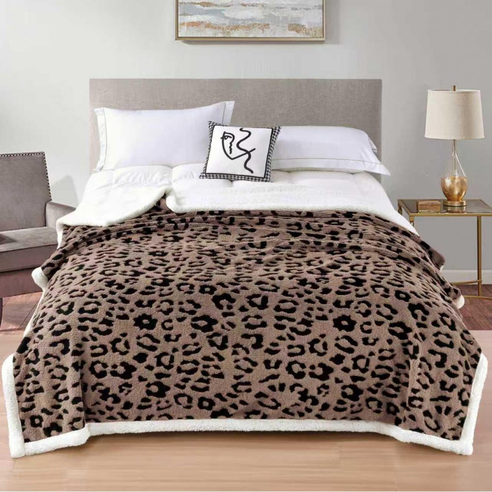 Patura Cocolino pufoasa, PLIC CU FERMOAR cu blanita, MODEL ANIMAL PRINT 3D, 200 x 230cm, pentru 2 persoane, PCY15 Paturi cocolino cu blanita