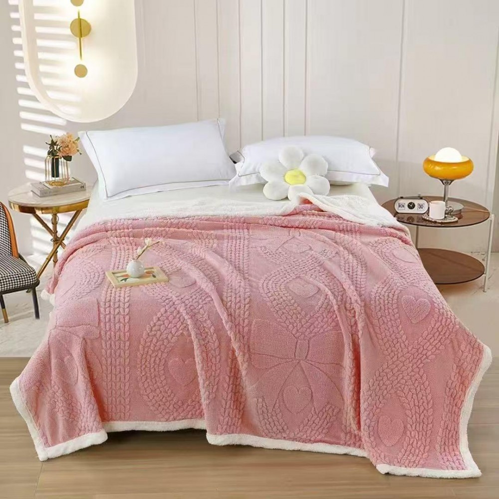 Patura Cocolino pufoasa, PLIC CU FERMOAR cu blanita, MODEL ABSTRACT3D, 200 x 230cm, pentru 2 persoane, PCSK16 Paturi cocolino cu blanita