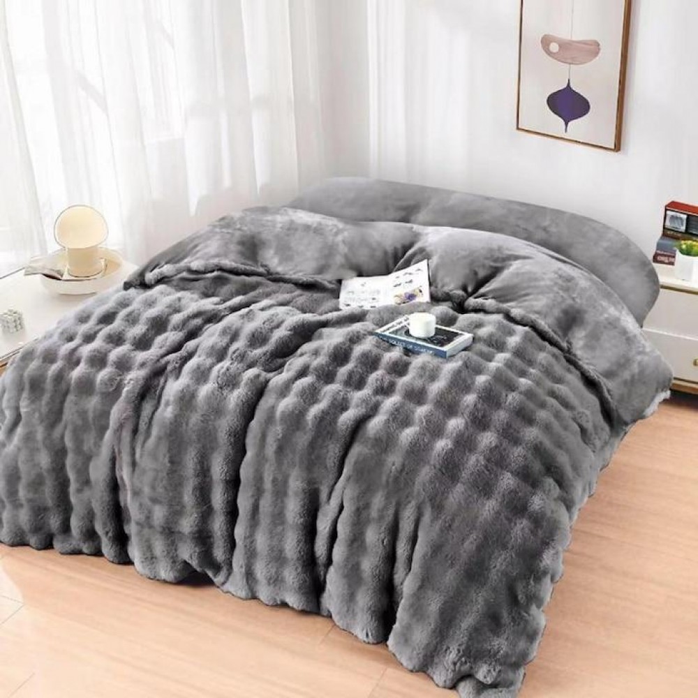 Patura pufoasa pentru pat dublu, blanita de iepure cu fermoar, 200 x 230 cm, PIM-04 PATURI COCOLINO BLANA IEPURE