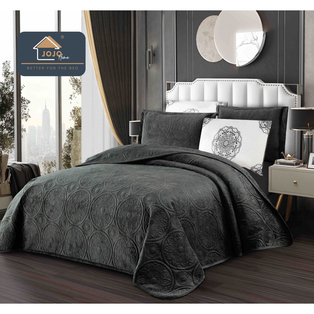 Cuvertura pat dublu, 5 piese, Catifea Luxury Matlasata, CJC1