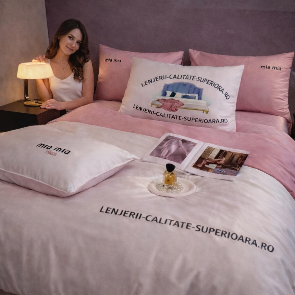 Lenjerie de pat Finet  – 6 piese, dublu, modernă in degrade LDM3 Lenjerii din finet 6 piese