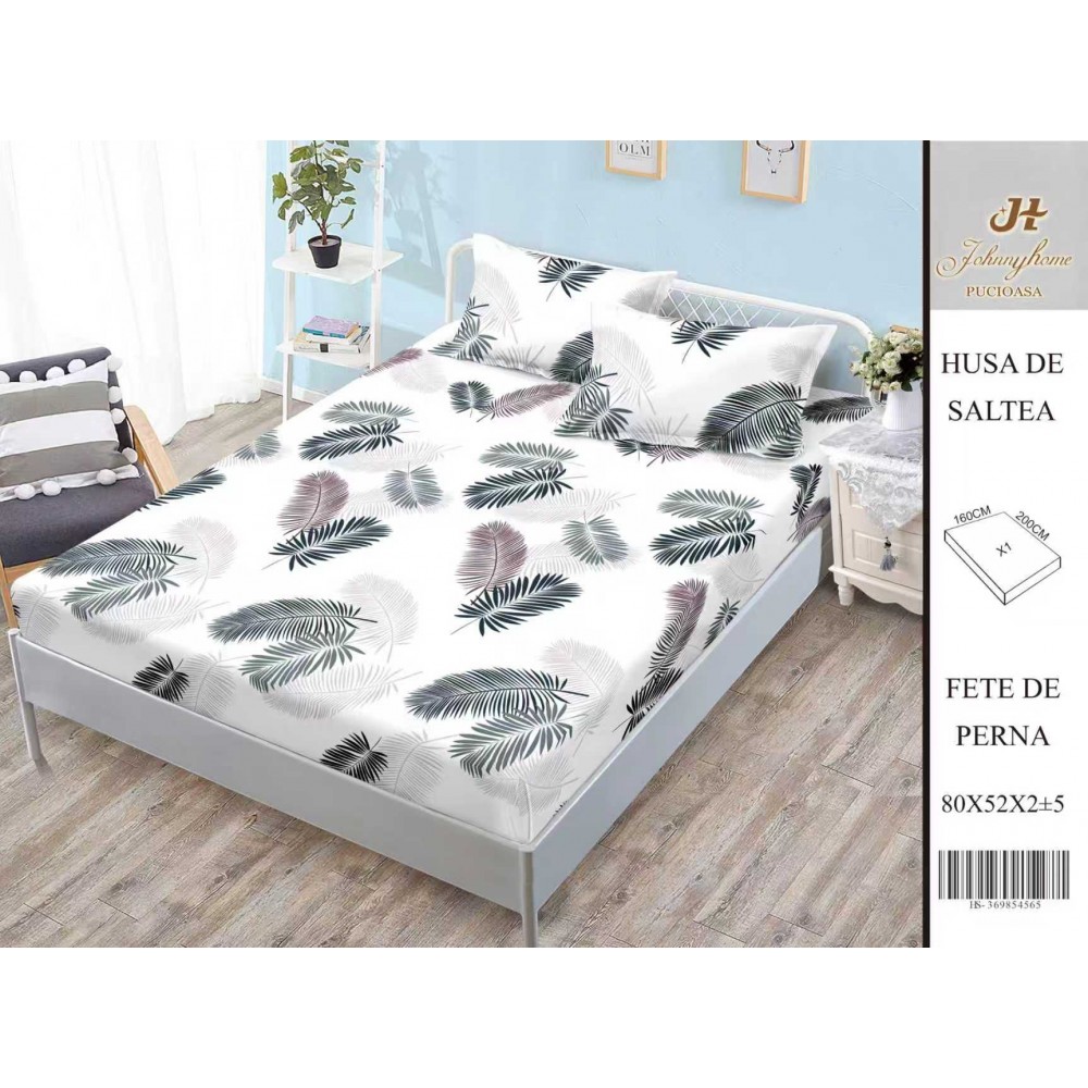 Husa de pat din Finet Satinat si fete de perna, 3 piese, 2 persoane, 160x200cm, HBSM2 Huse din bumbac satinat