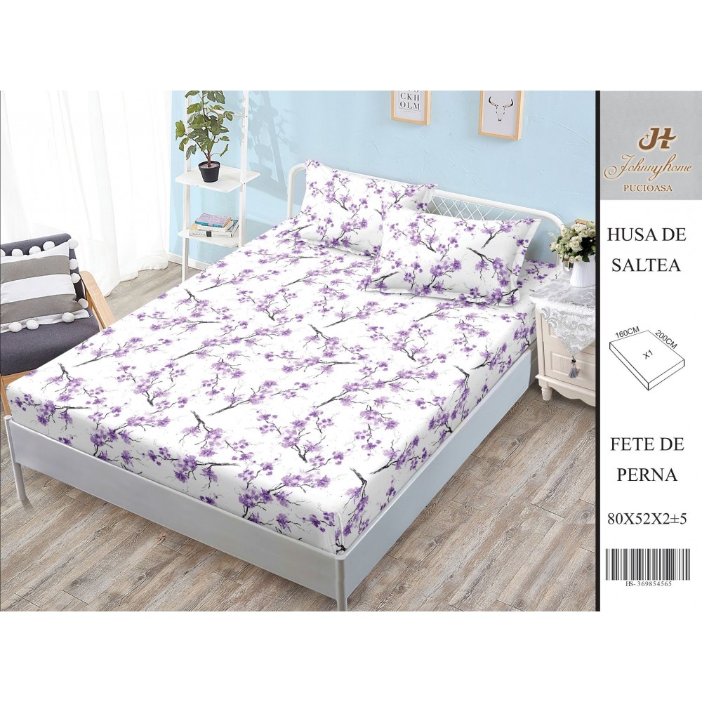 Husa de pat din Finet Satinat si fete de perna, 3 piese, 2 persoane, 160x200cm, HBSM3 Huse din bumbac satinat