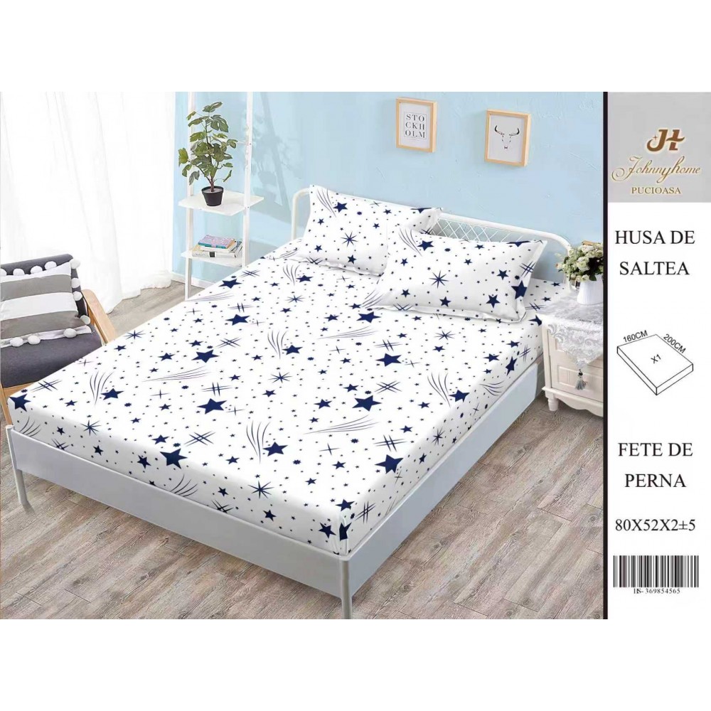Husa de pat din Finet Satinat si fete de perna, 3 piese, 2 persoane, 160x200cm, HBSM4 Huse din bumbac satinat