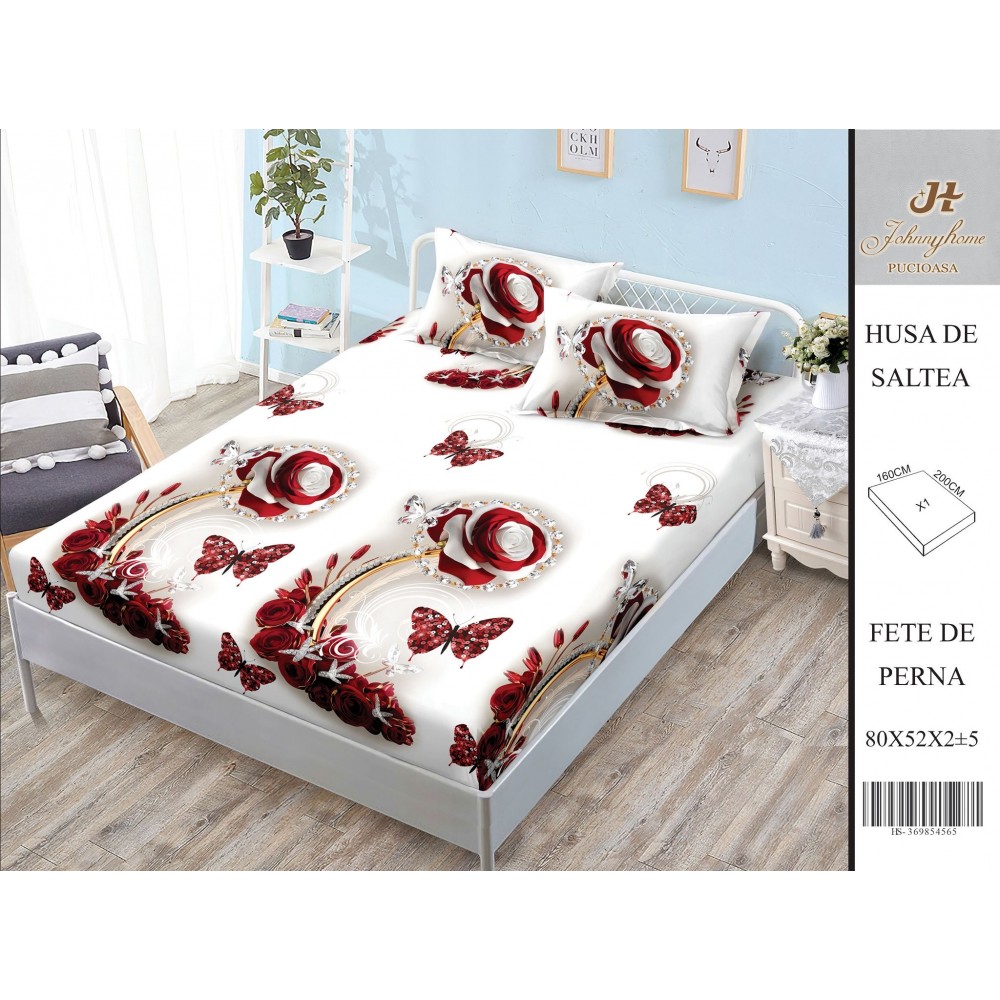 Husa de pat din Finet Satinat si fete de perna, 3 piese, 2 persoane, 160x200cm, HBSM9 Huse din bumbac satinat