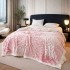 Pătură groasă cocolino 200*230  cu blană sherpa, model floral, dublă, pentru pat, multicolor PCM6
