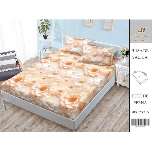 Husa de pat din Finet Satinat si fete de perna, 3 piese, 2 persoane, 160x200cm, HBSM11