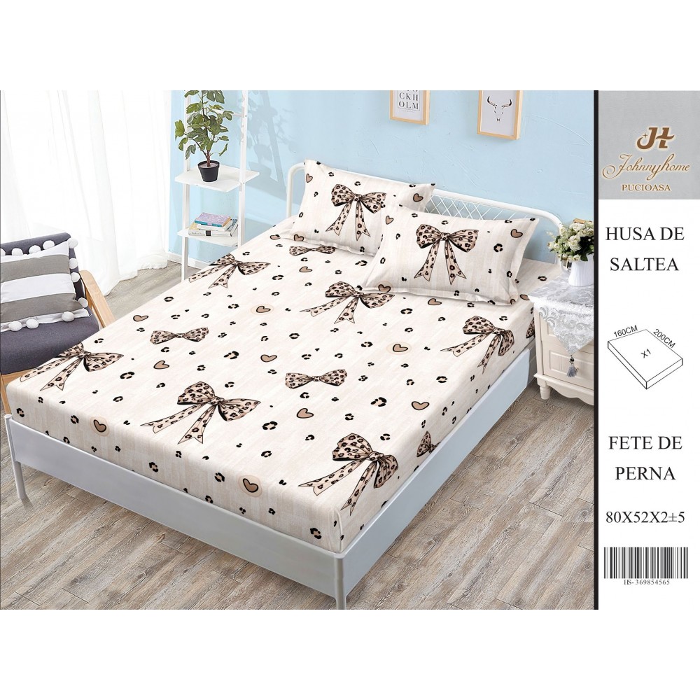 Husa de pat din Finet Satinat si fete de perna, 3 piese, 2 persoane, 160x200cm, HBSM13 Huse din bumbac satinat
