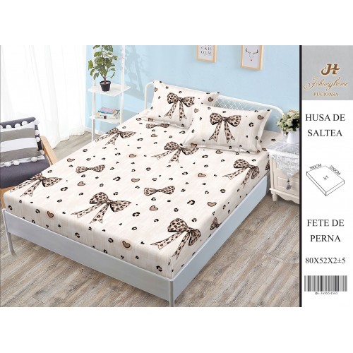 Husa de pat din Finet Satinat si fete de perna, 3 piese, 2 persoane, 160x200cm, HBSM13