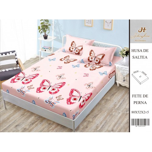 Husa de pat din Finet Satinat si fete de perna, 3 piese, 2 persoane, 160x200cm, HBSM14