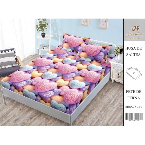 Husa de pat din Finet Satinat si fete de perna, 3 piese, 2 persoane, 160x200cm, HBSM17