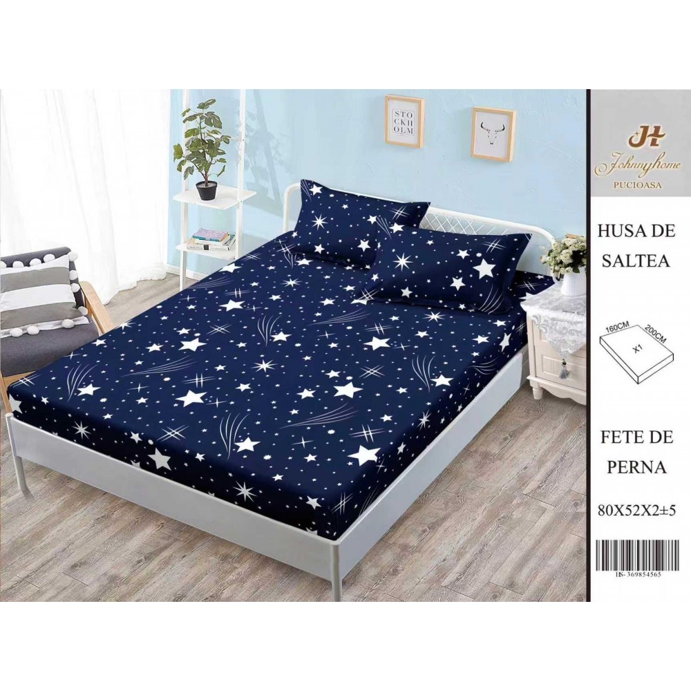 Husa de pat din Finet Satinat si fete de perna, 3 piese, 2 persoane, 160x200cm, HBSM22 Huse din bumbac satinat