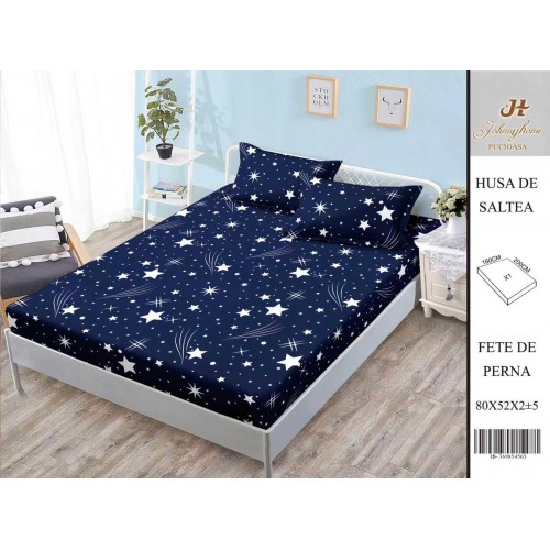 Husa de pat din Finet Satinat si fete de perna, 3 piese, 2 persoane, 160x200cm, HBSM22