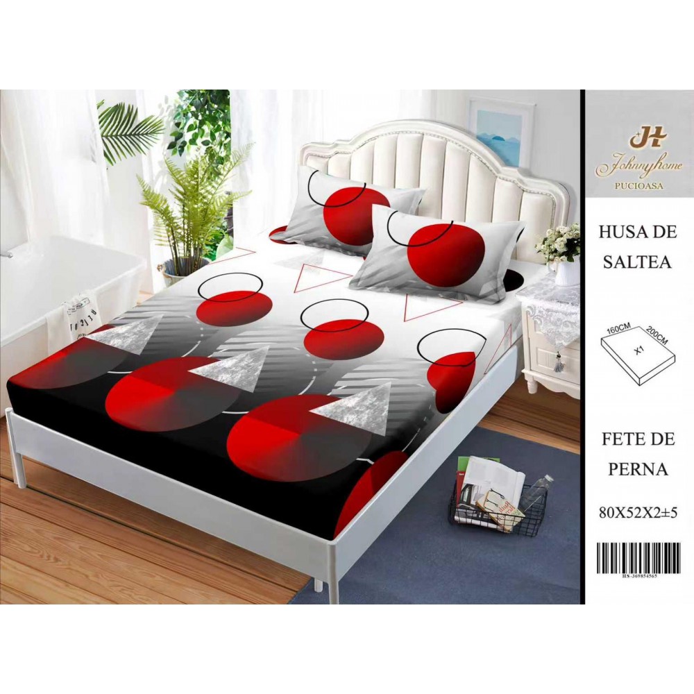 Husa de pat din Finet Satinat si fete de perna, 3 piese, 2 persoane, 160x200cm, HBSM23 Huse din bumbac satinat