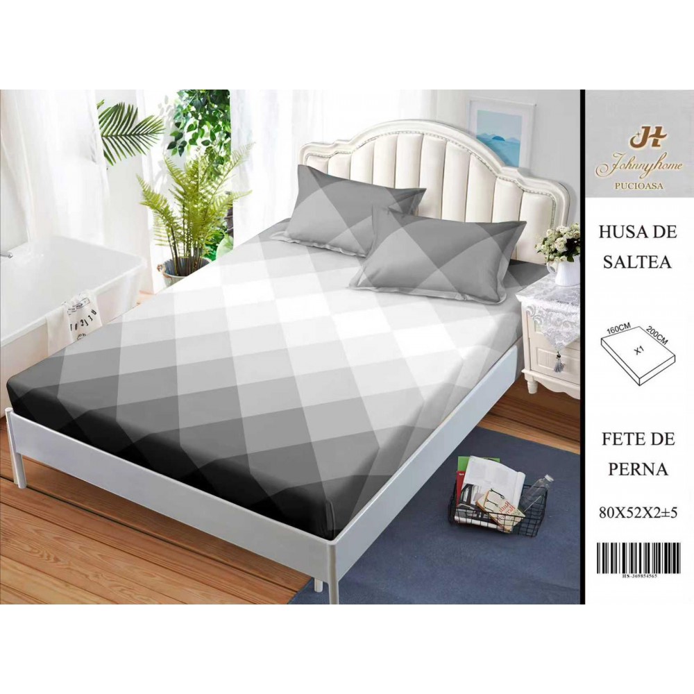Husa de pat din Finet Satinat si fete de perna, 3 piese, 2 persoane, 160x200cm, HBSM24 Huse din bumbac satinat